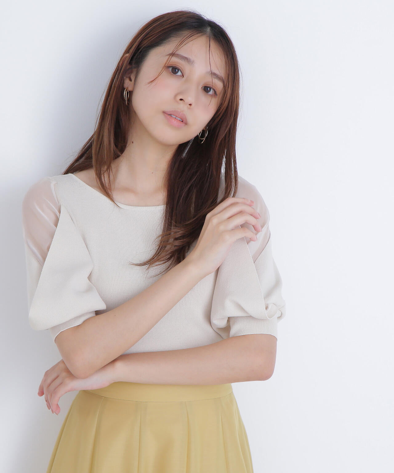 シアーレイヤースリーブニット