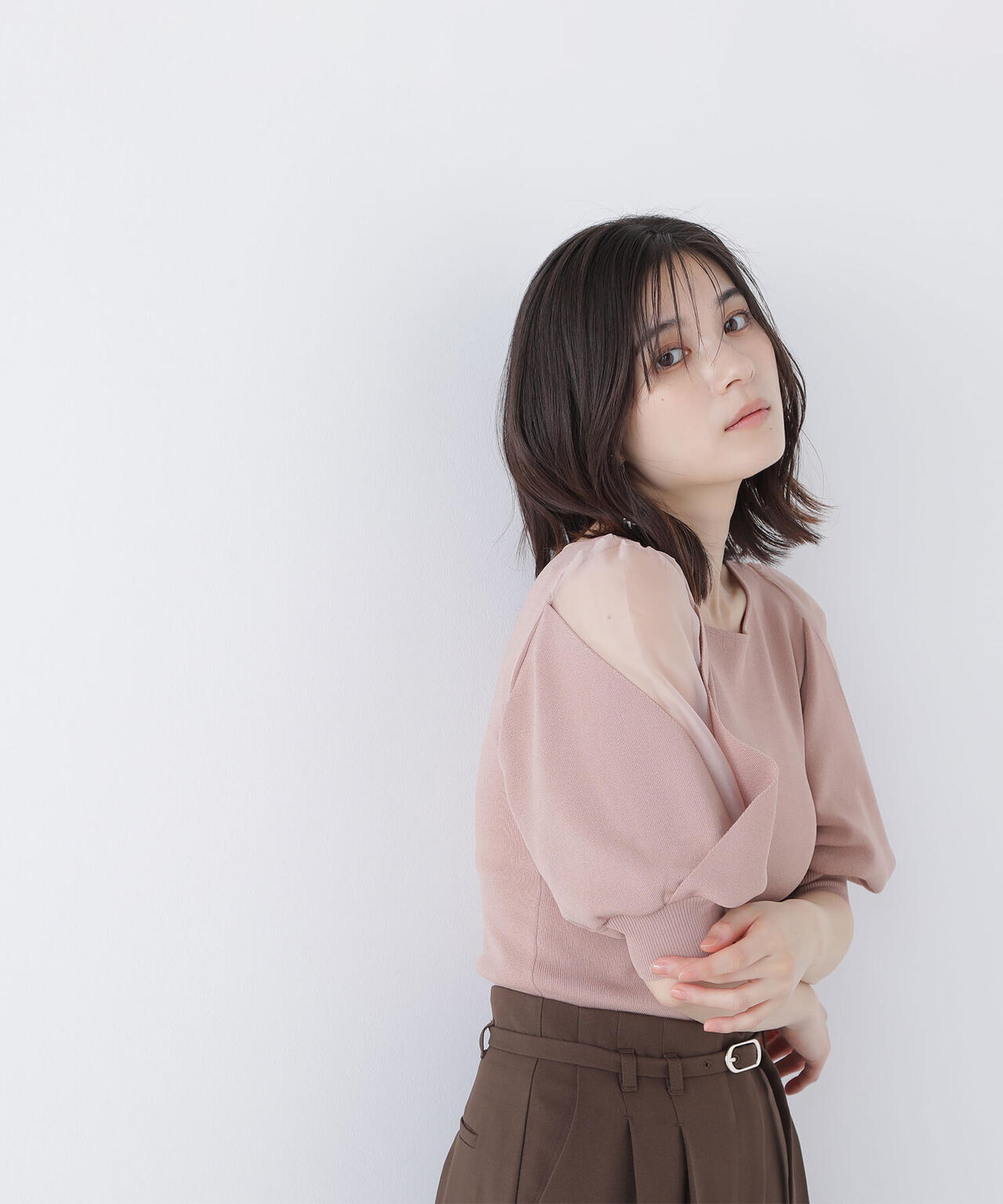 シアーレイヤースリーブニット