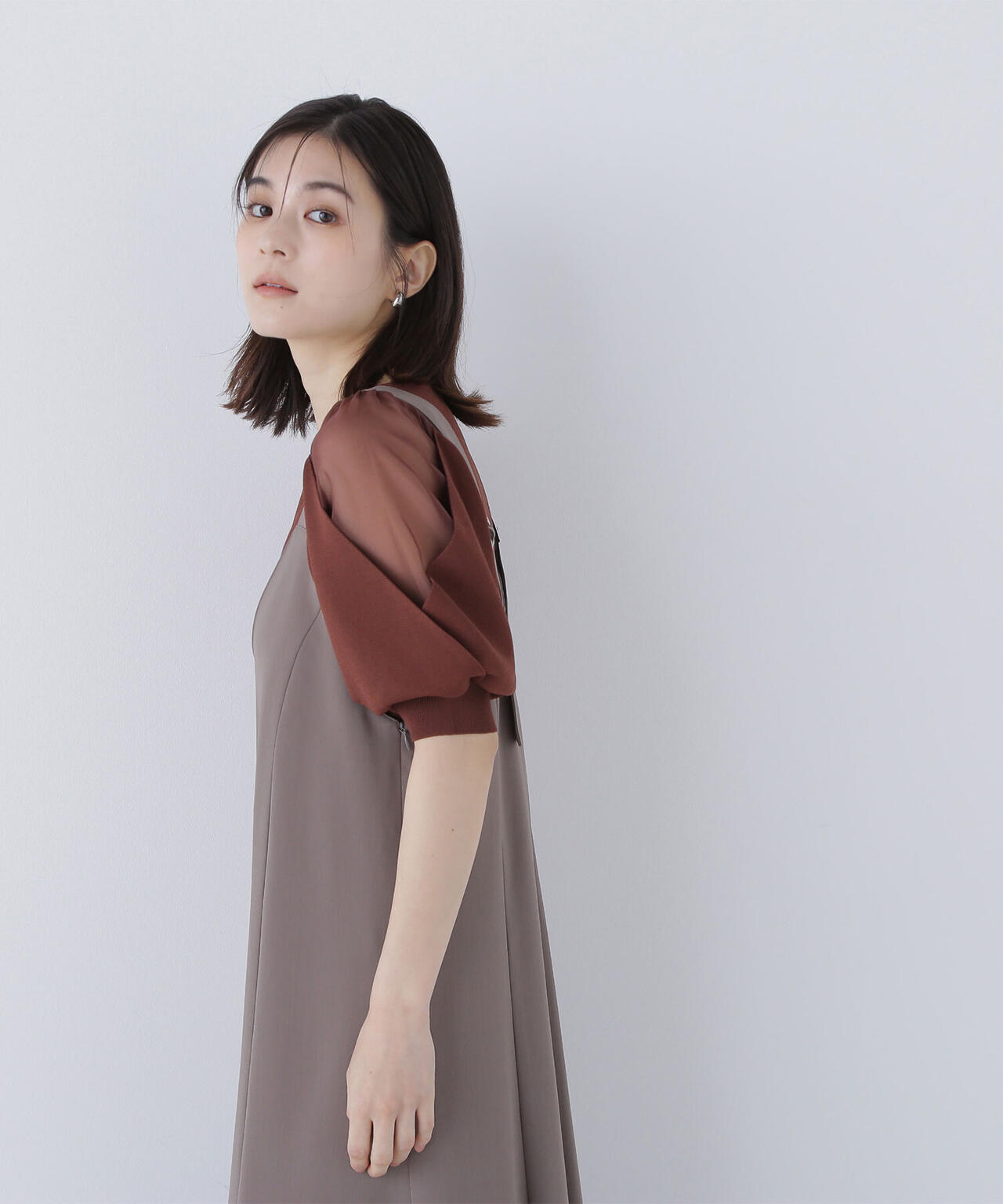 シアーレイヤースリーブニット