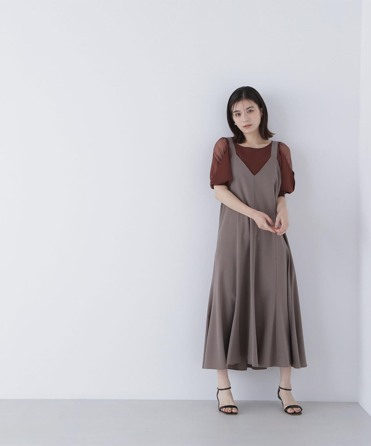 シアーレイヤースリーブニット