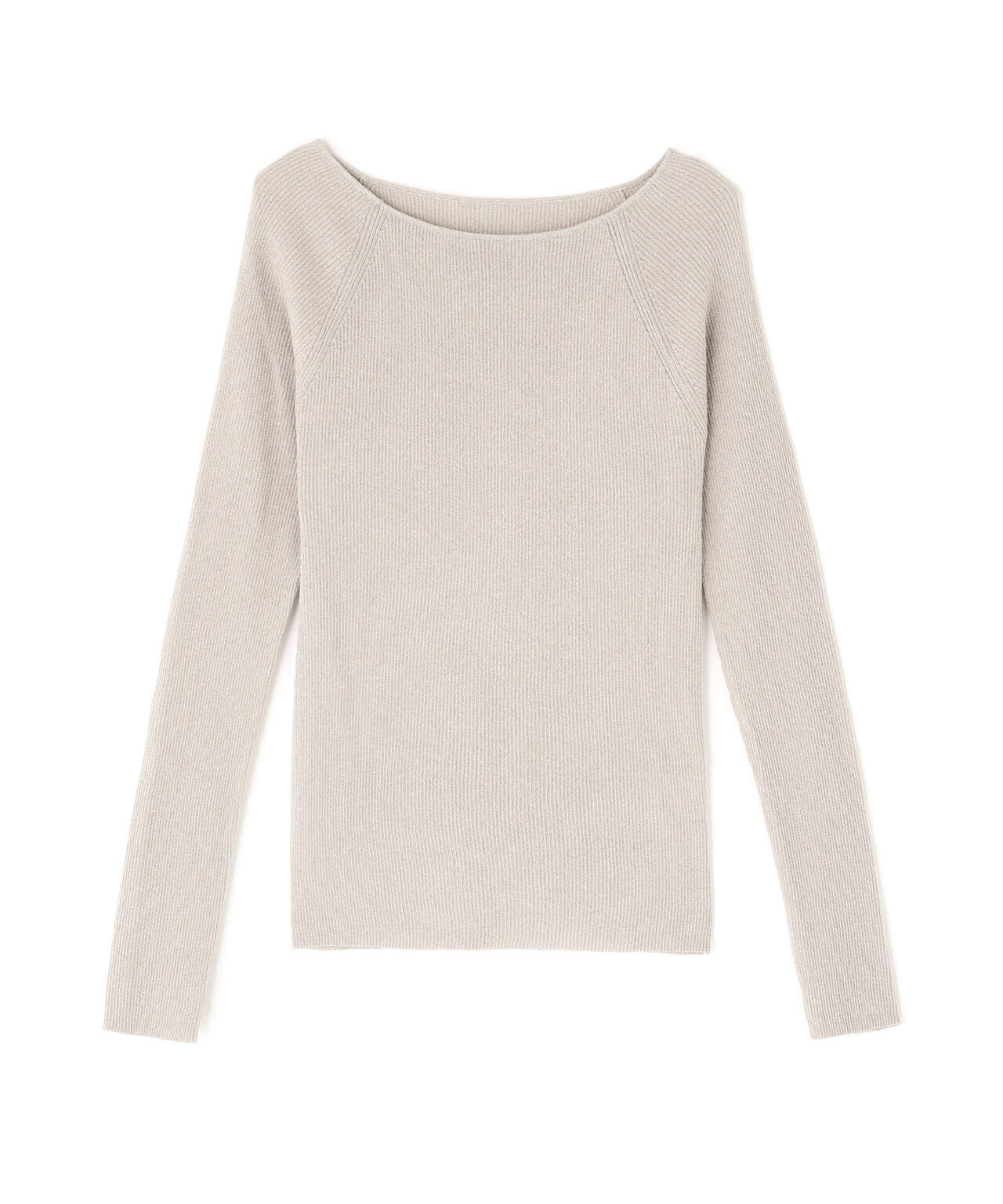 ラメリブボートネックニット