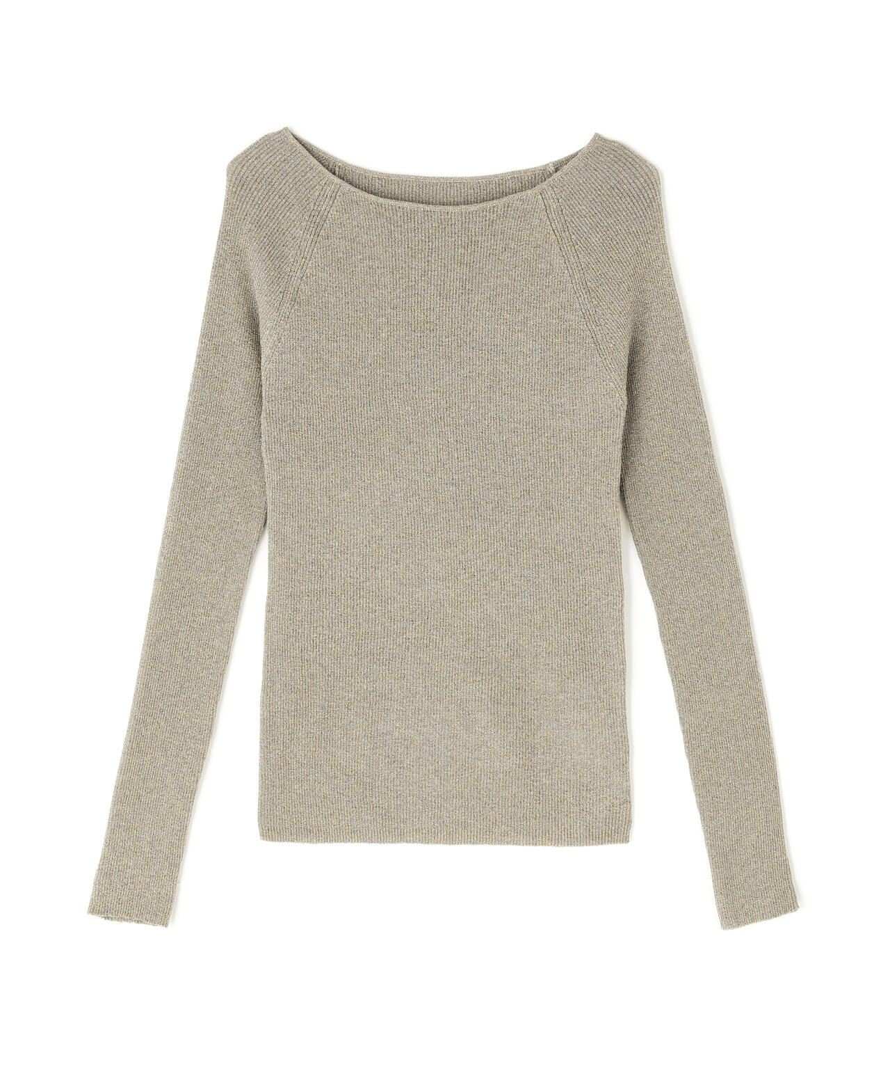 ラメリブボートネックニット