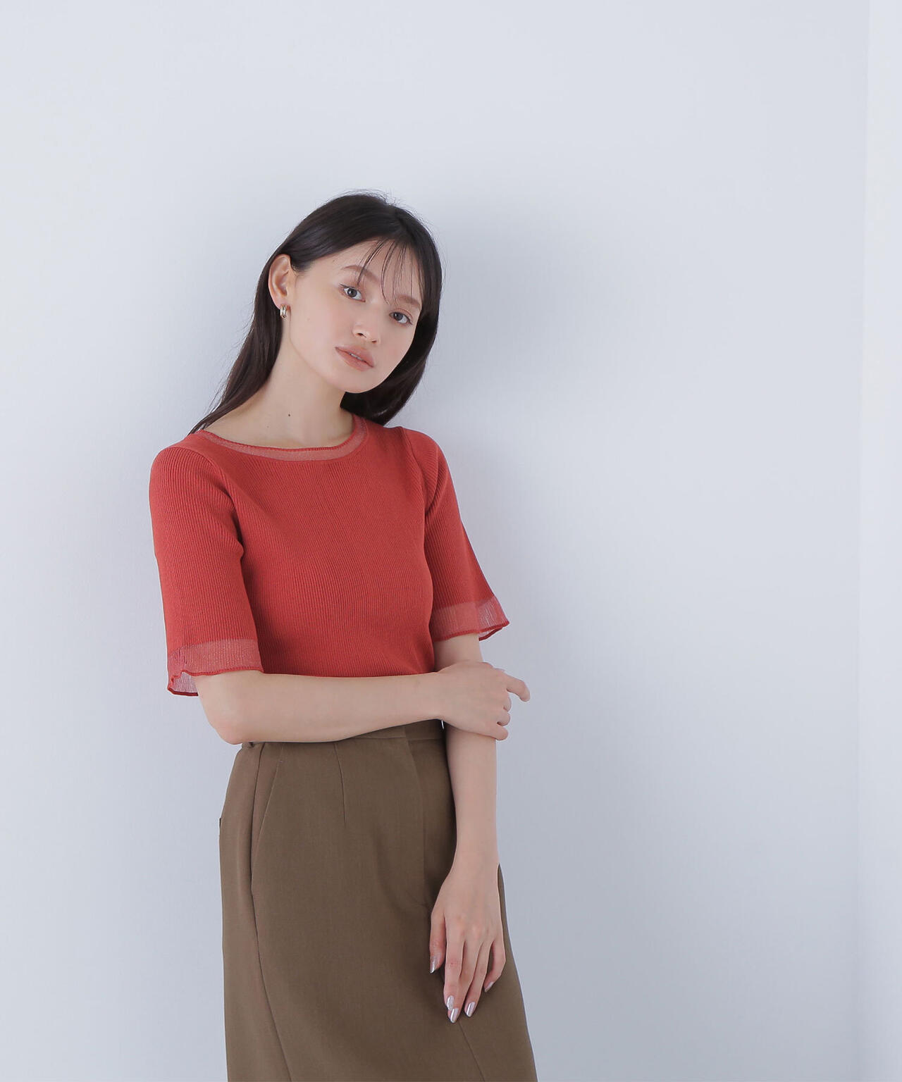 【6/16 ~6/18 2buy10%OFF 対象商品】シアー切替リブニット
