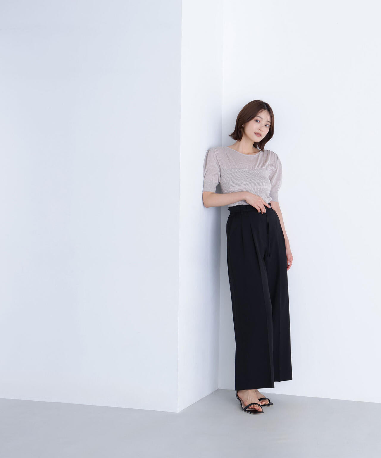 切替ラメリブニット