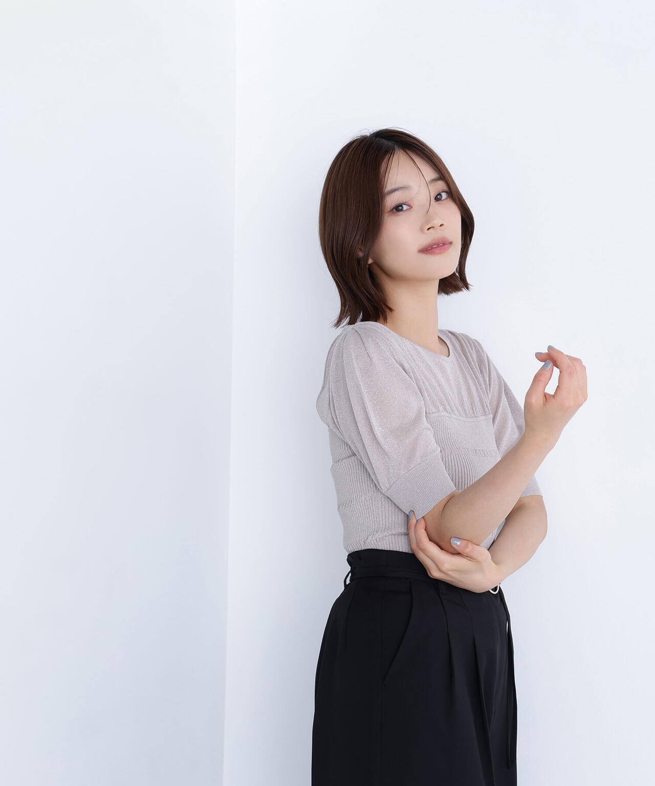 切替ラメリブニット