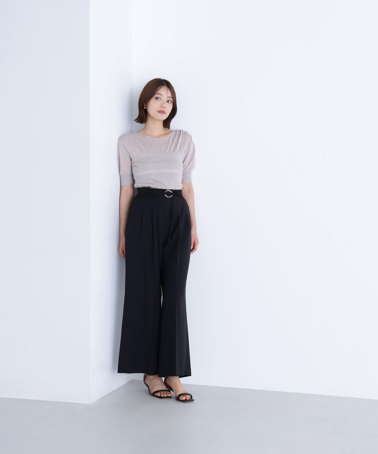 切替ラメリブニット