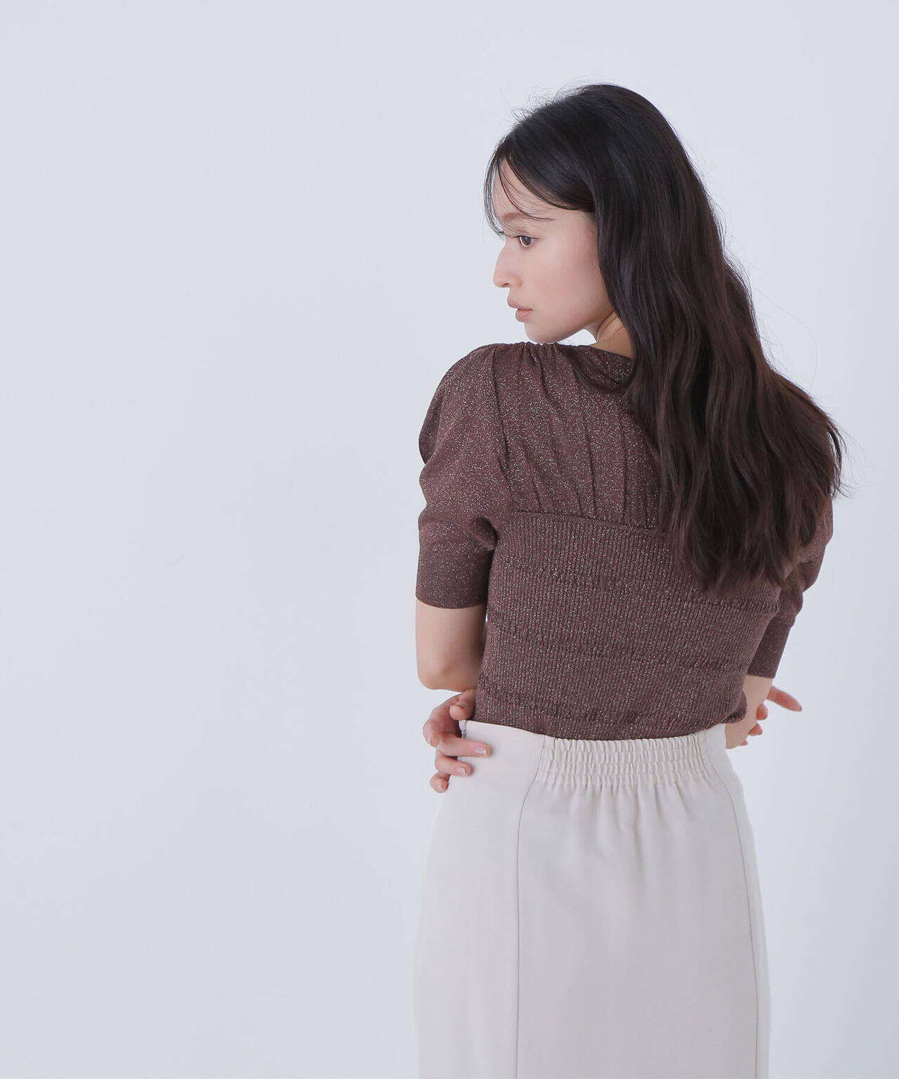 切替ラメリブニット