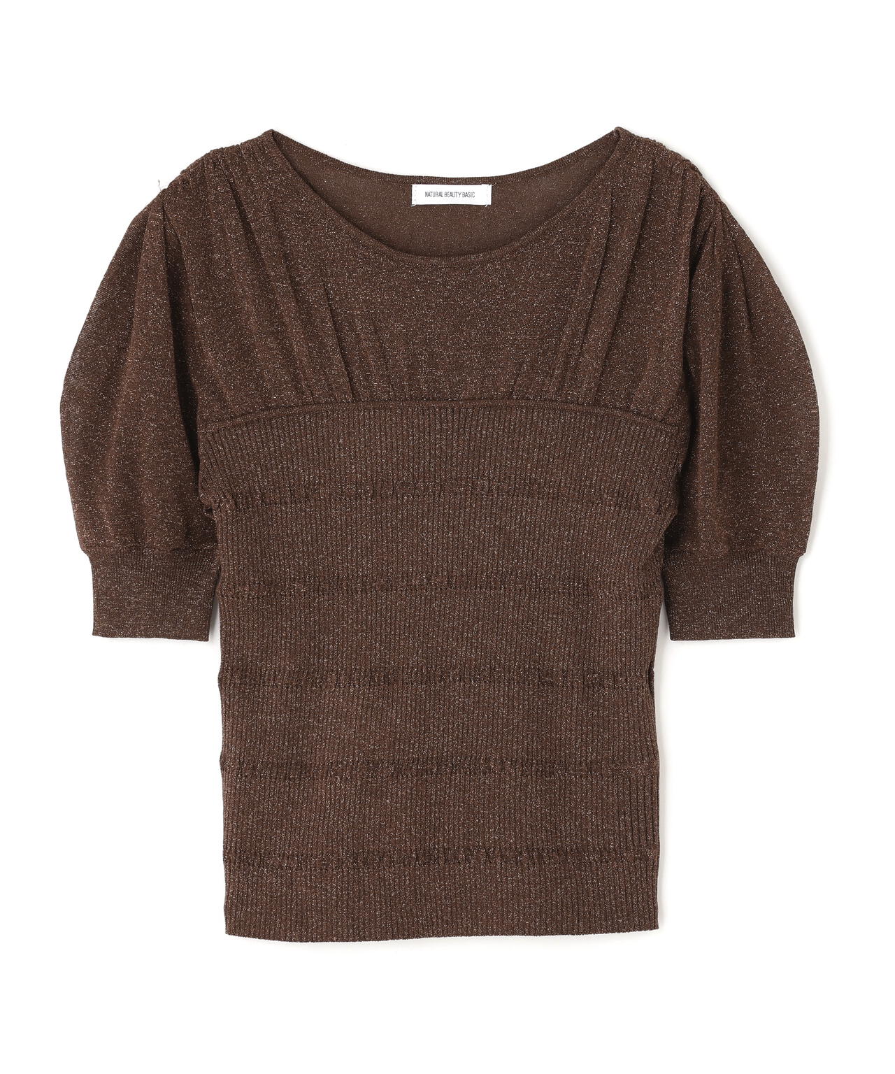 切替ラメリブニット