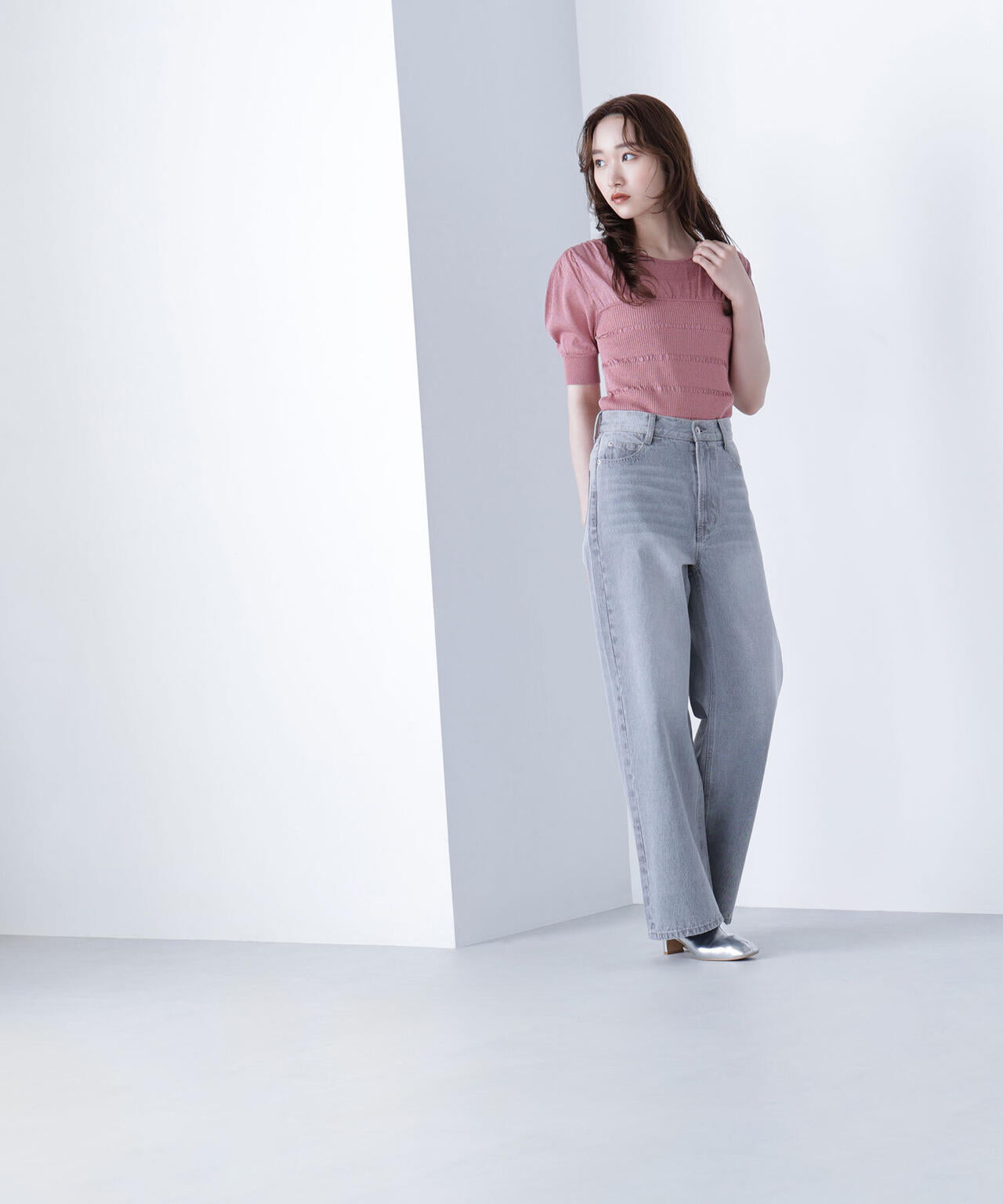 切替ラメリブニット