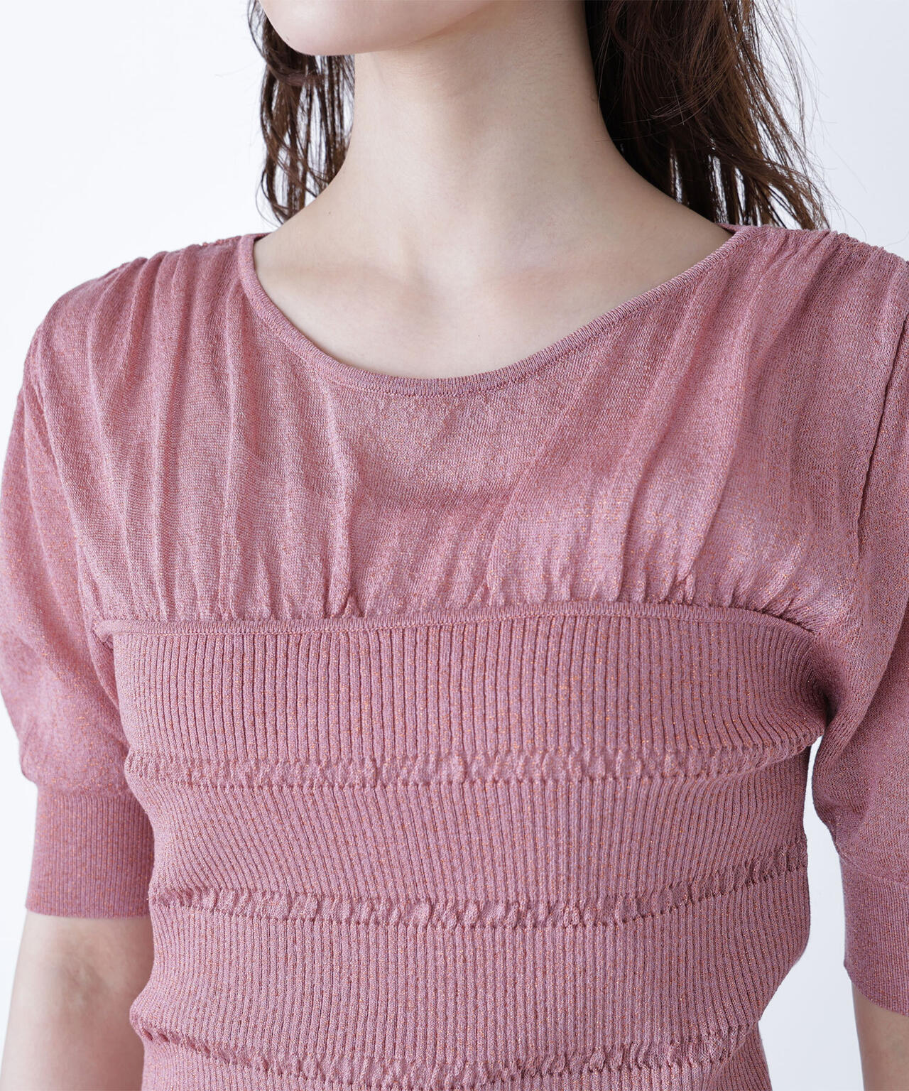 切替ラメリブニット