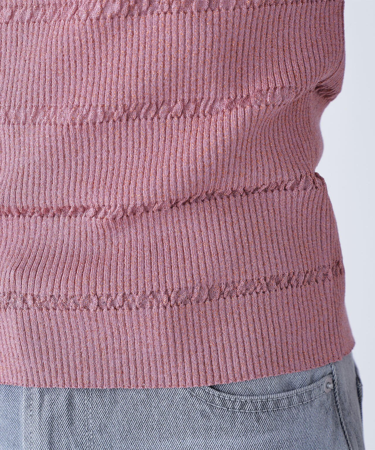 切替ラメリブニット