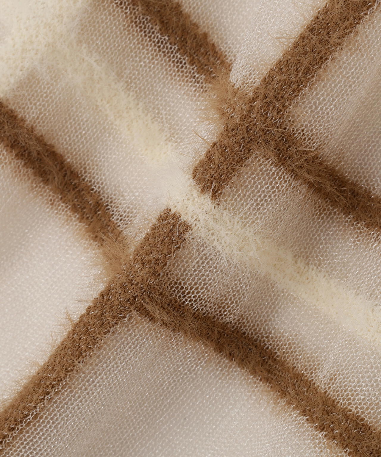 シアーチェックスリーブニット