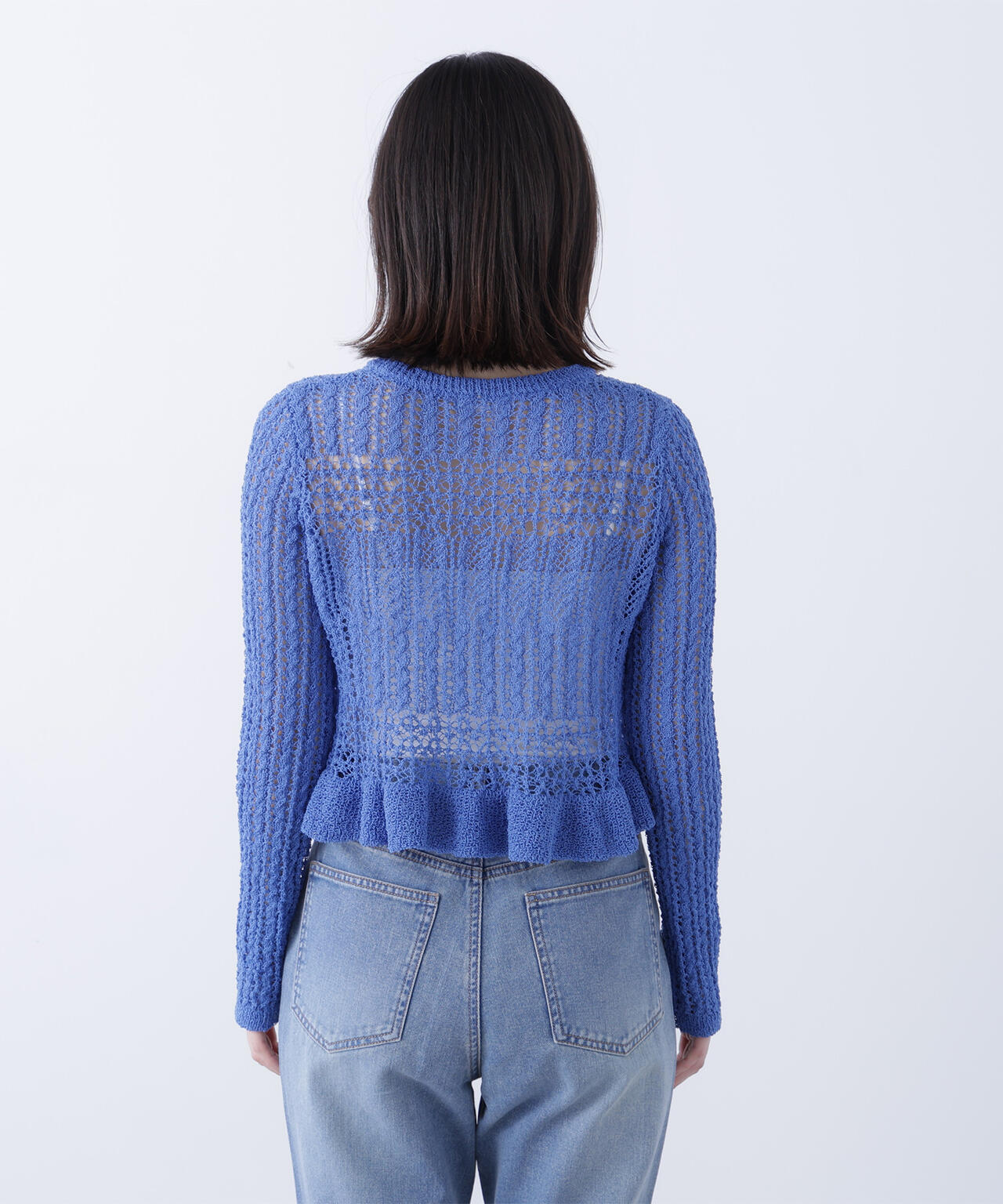 クロップドレースメッシュニット