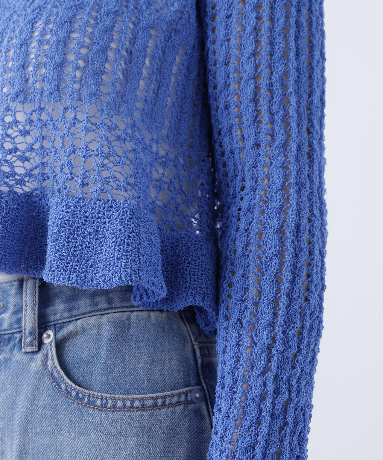 クロップドレースメッシュニット