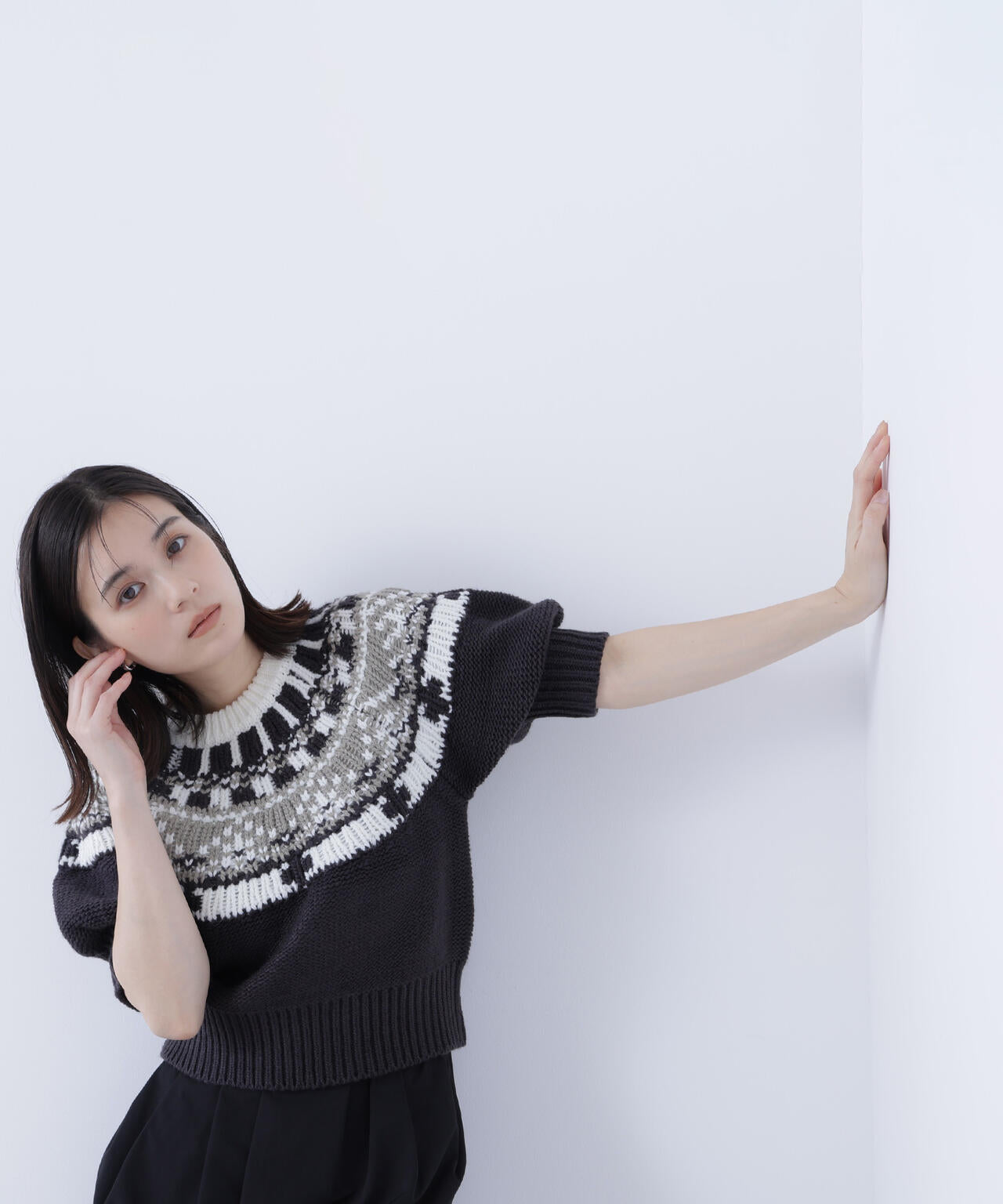 【BLANC】ノルディックハーフスリーブニット