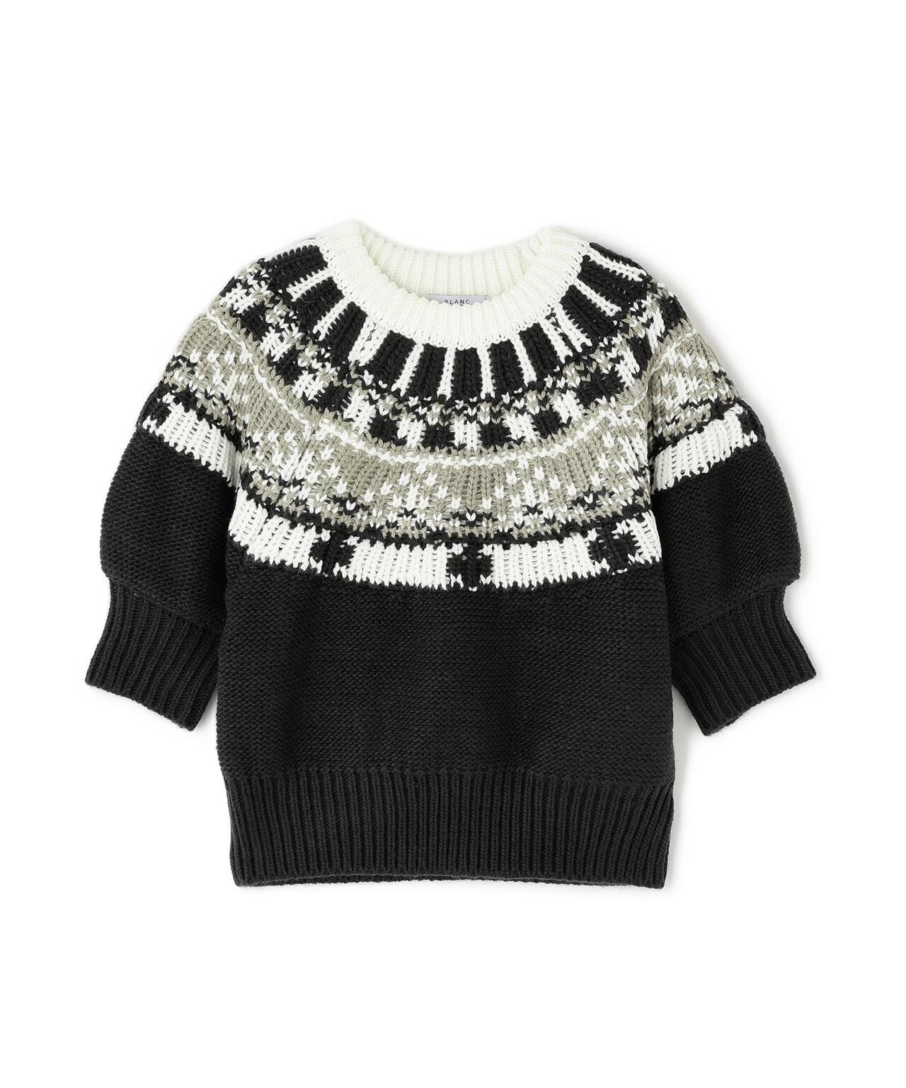 【BLANC】ノルディックハーフスリーブニット