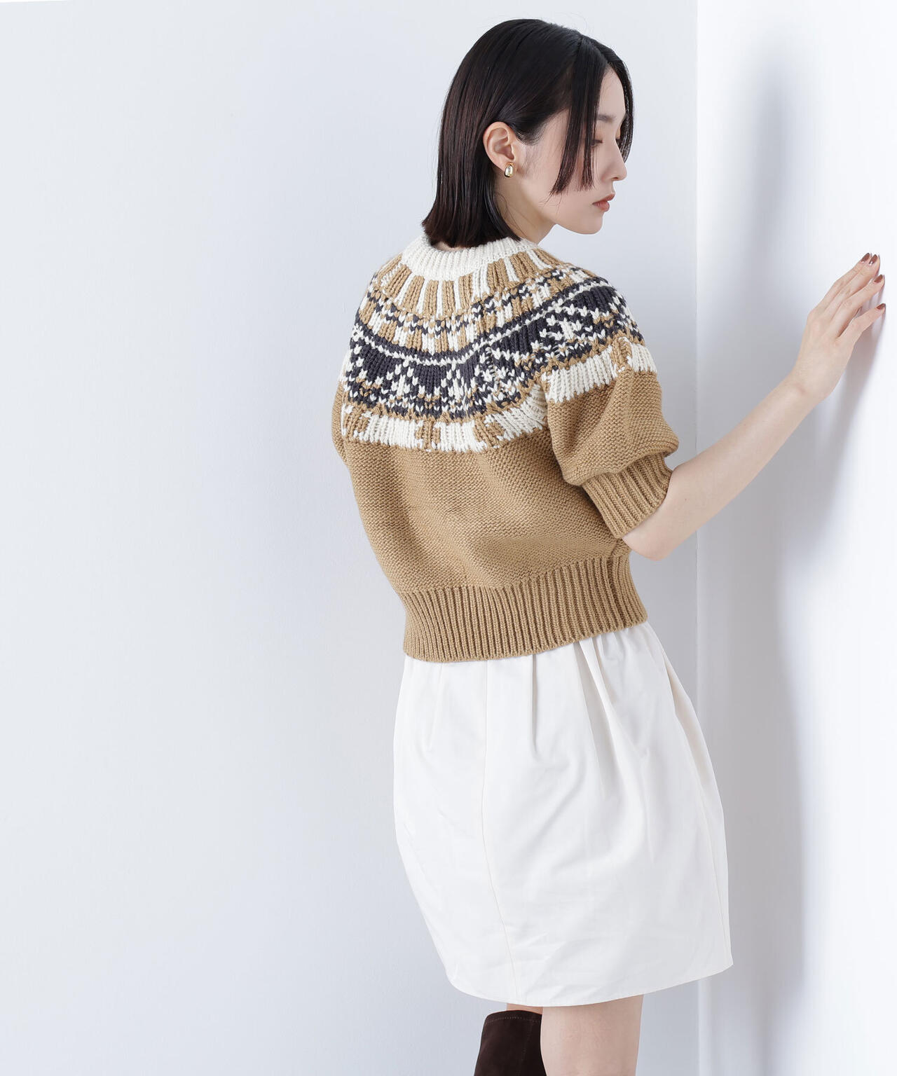 【BLANC】ノルディックハーフスリーブニット