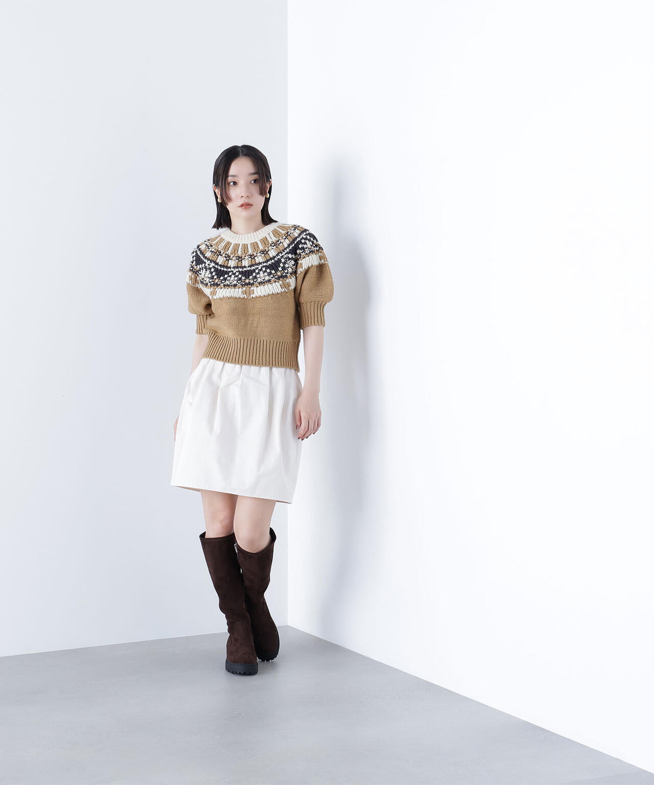 【BLANC】ノルディックハーフスリーブニット