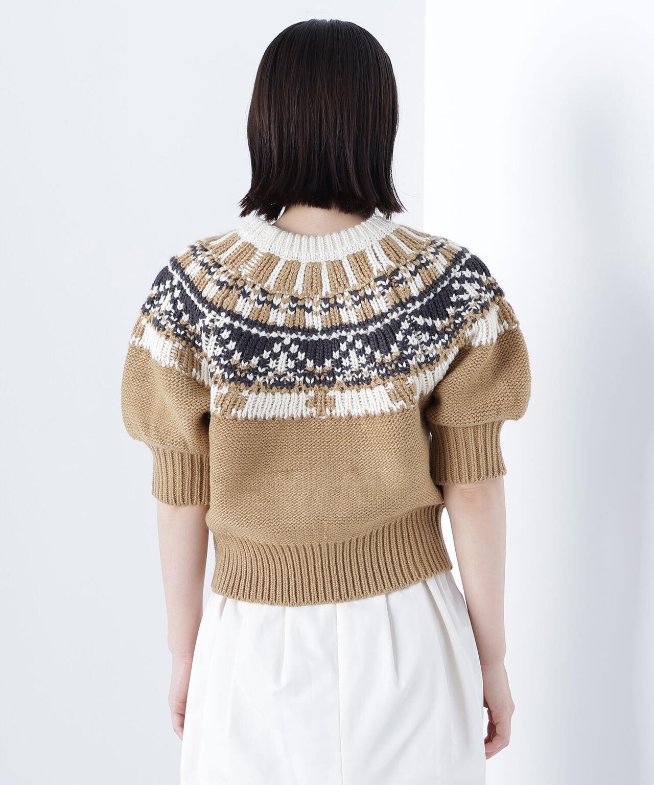 【BLANC】ノルディックハーフスリーブニット