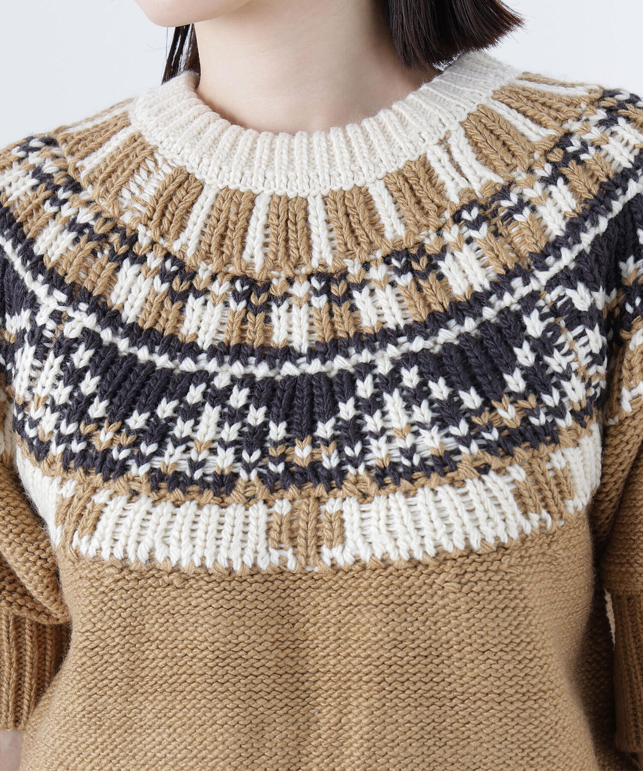 【BLANC】ノルディックハーフスリーブニット