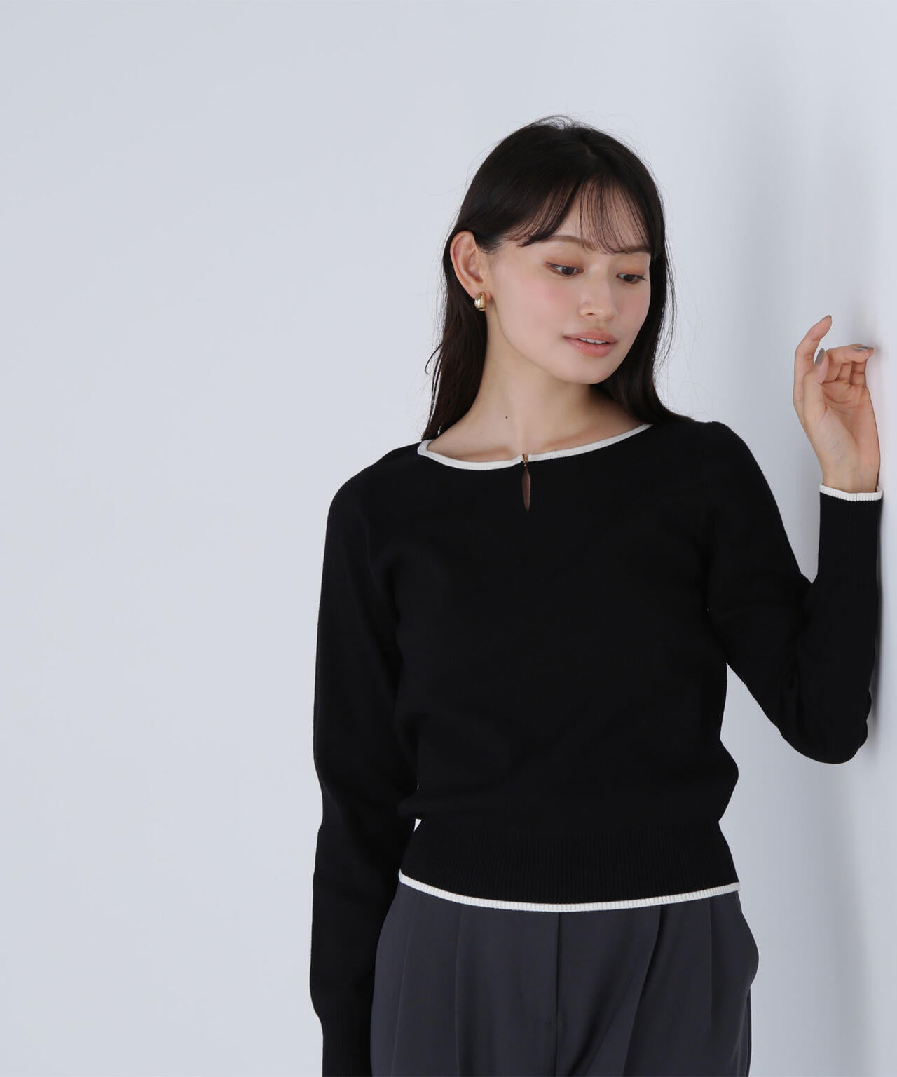 メタルポイントバイカラーニット