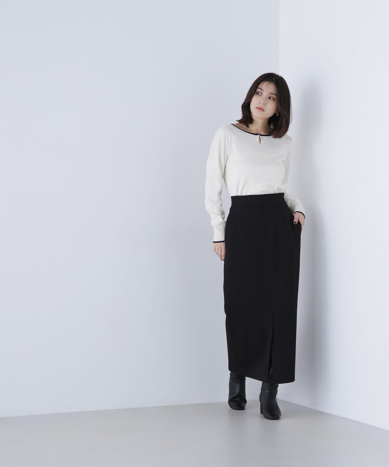 メタルポイントバイカラーニット