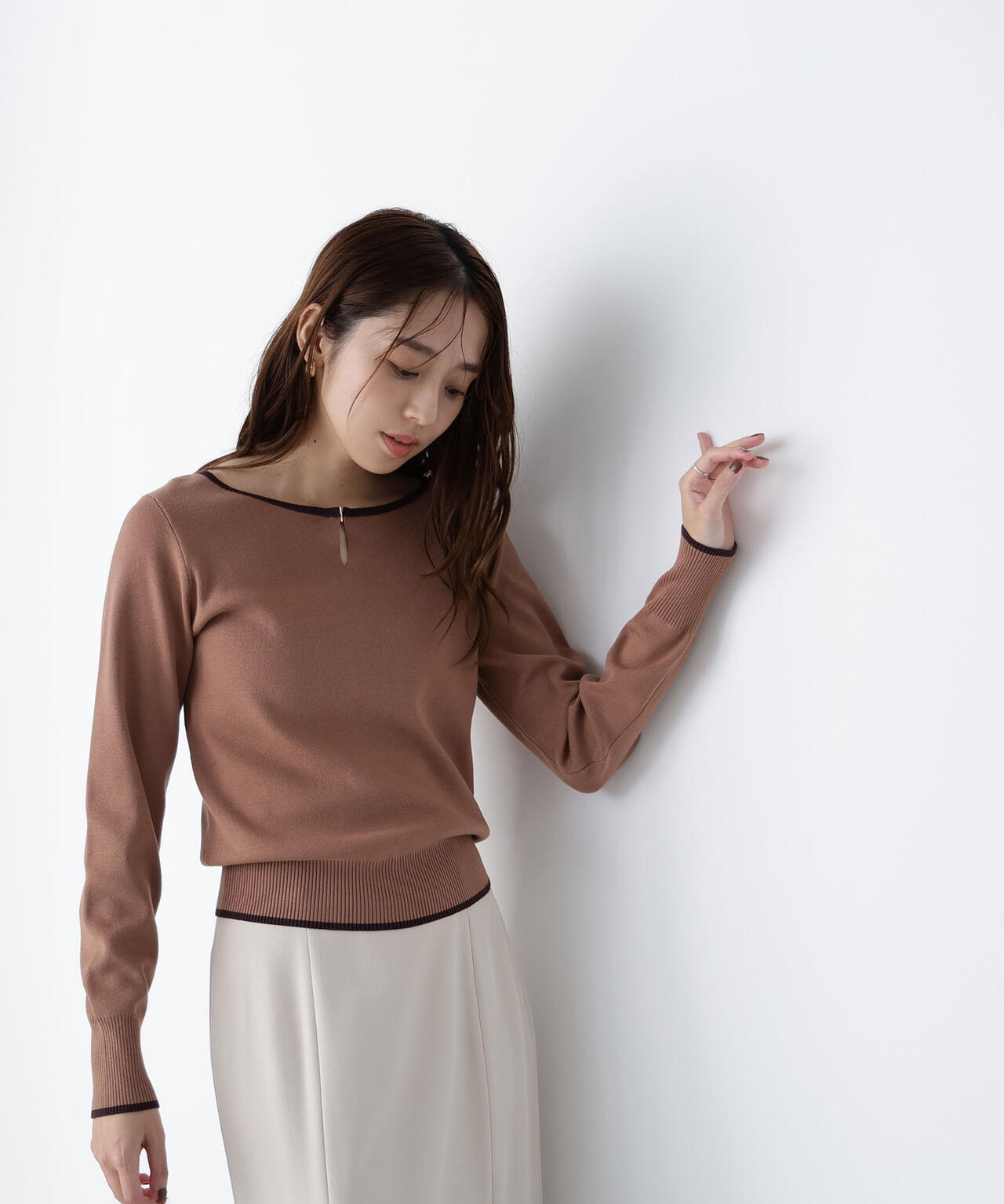 メタルポイントバイカラーニット