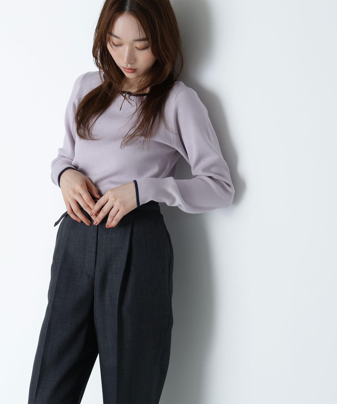 メタルポイントバイカラーニット