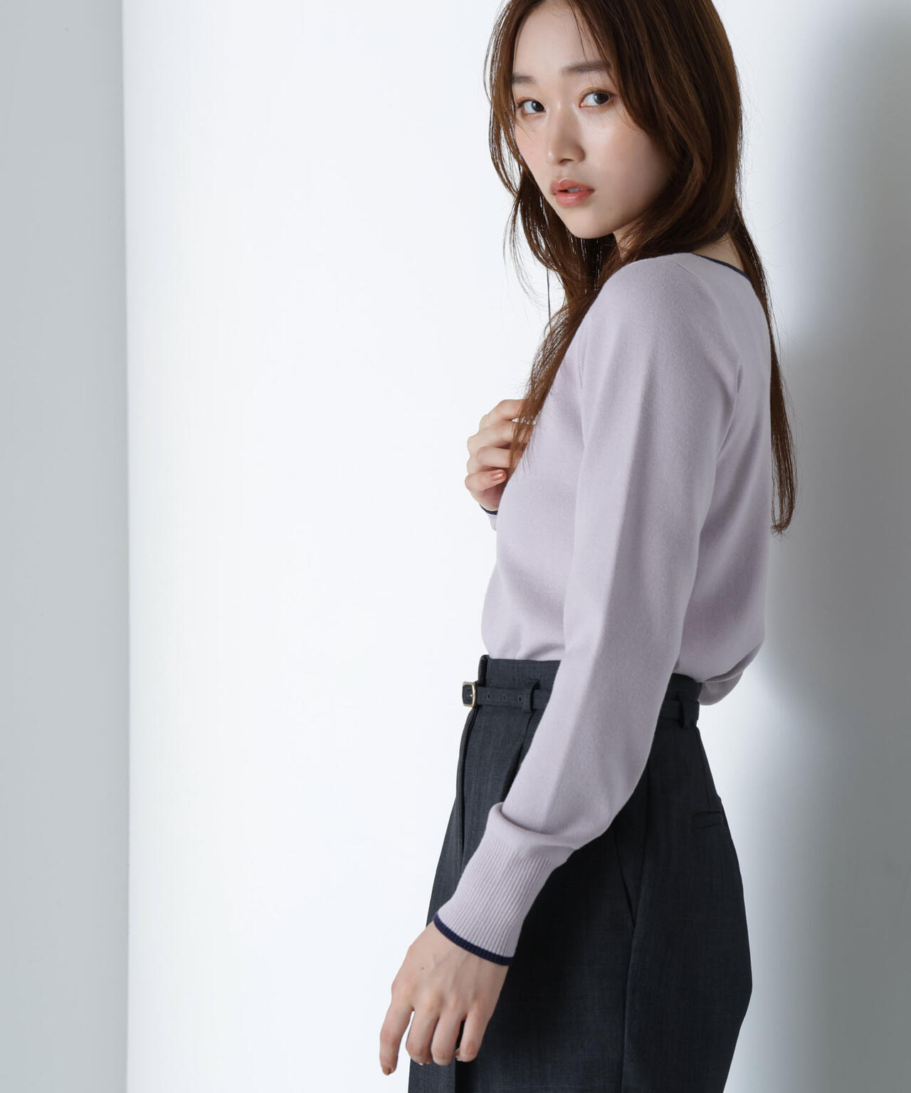 メタルポイントバイカラーニット