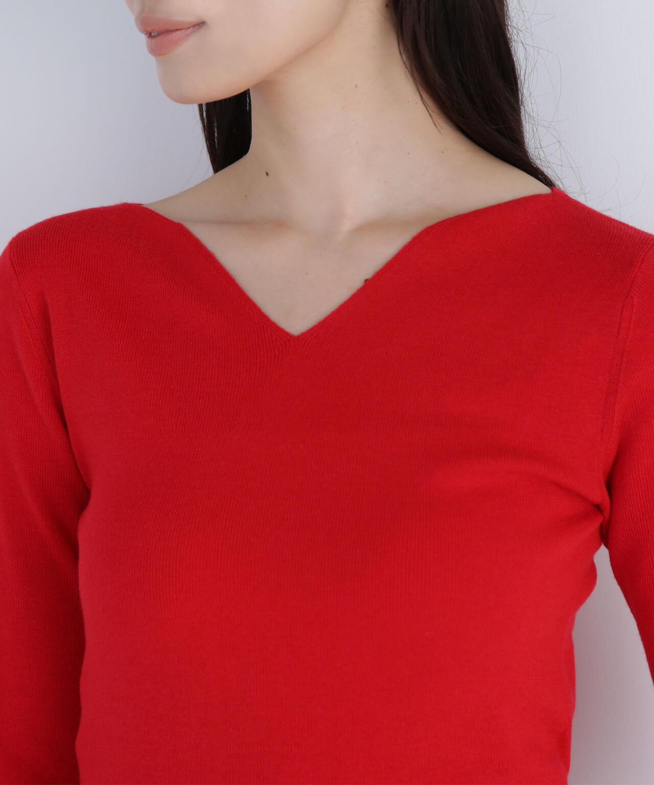 ニュアンスネックフレアスリーブニット