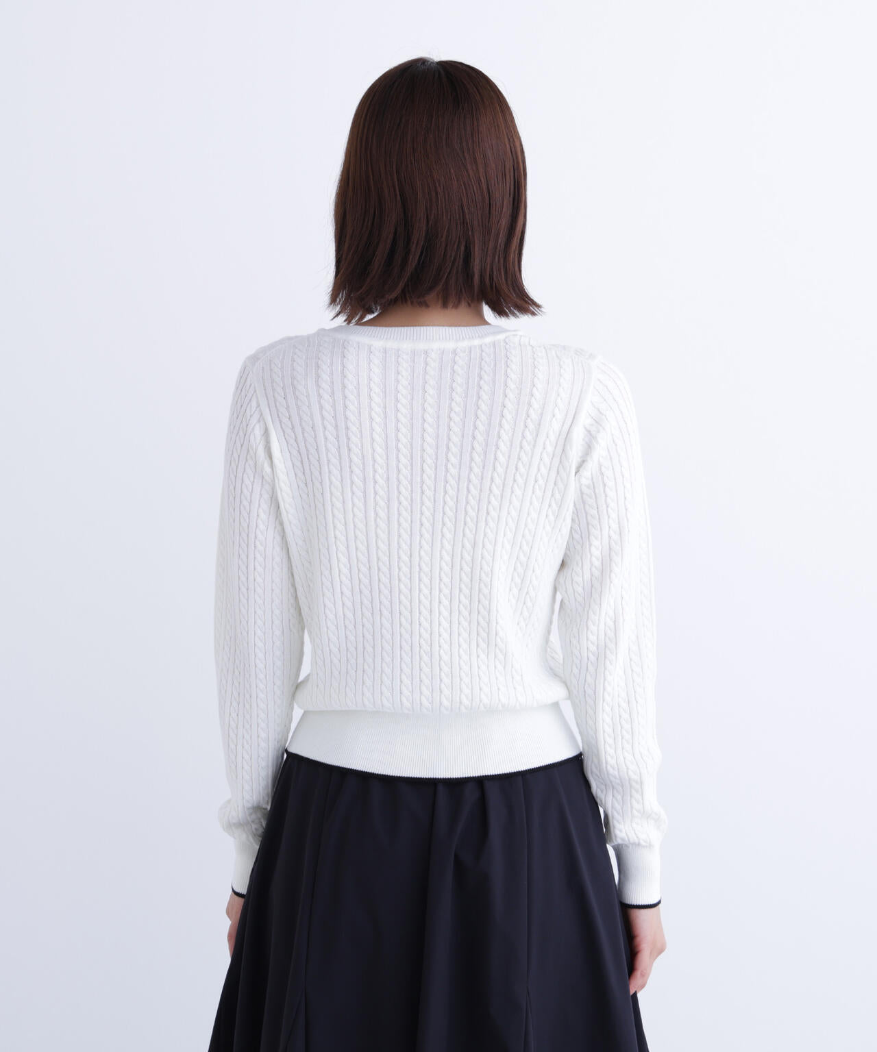 バイカラーラインミニケーブルニット