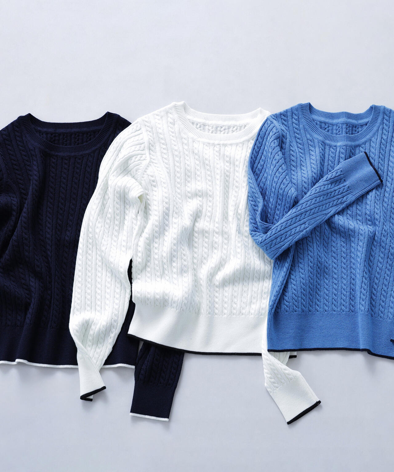 バイカラーラインミニケーブルニット