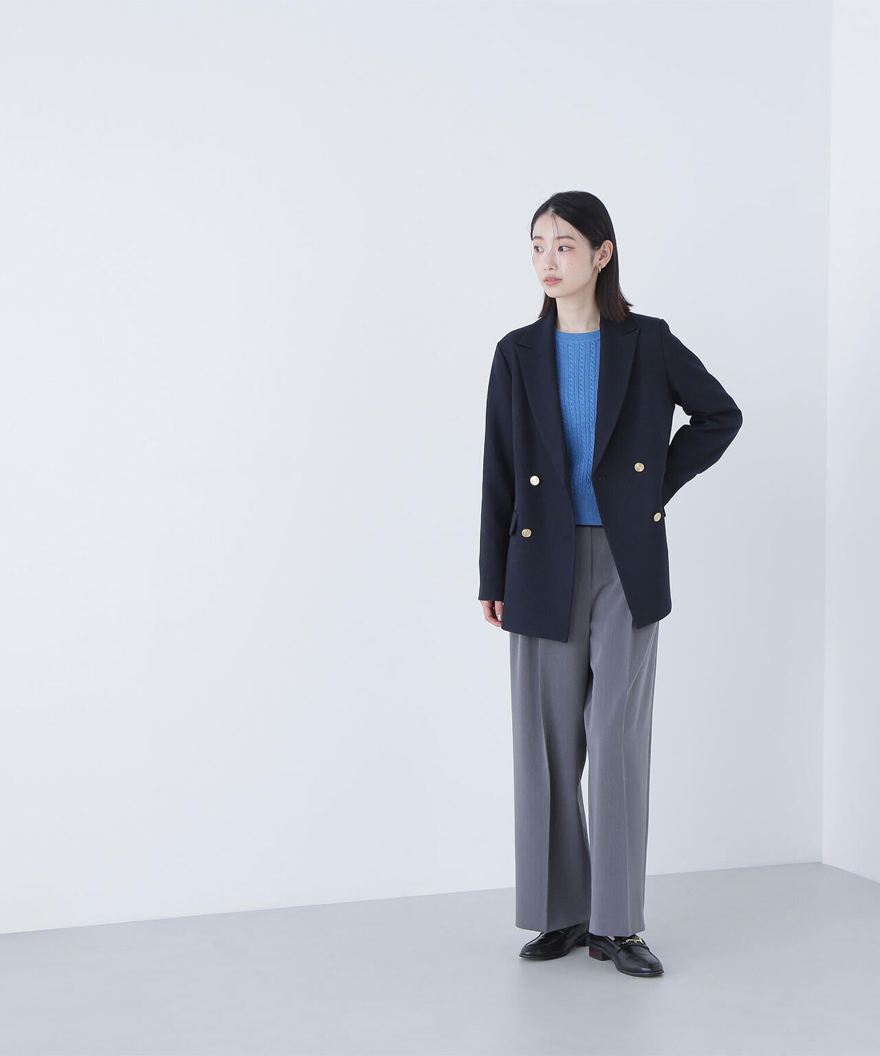 バイカラーラインミニケーブルニット