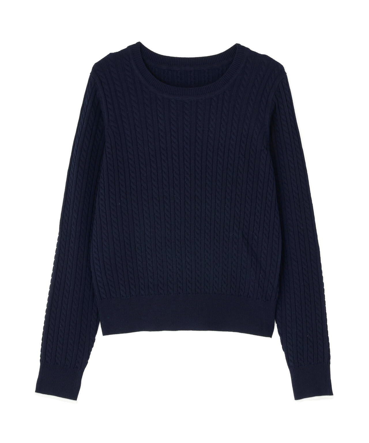 バイカラーラインミニケーブルニット