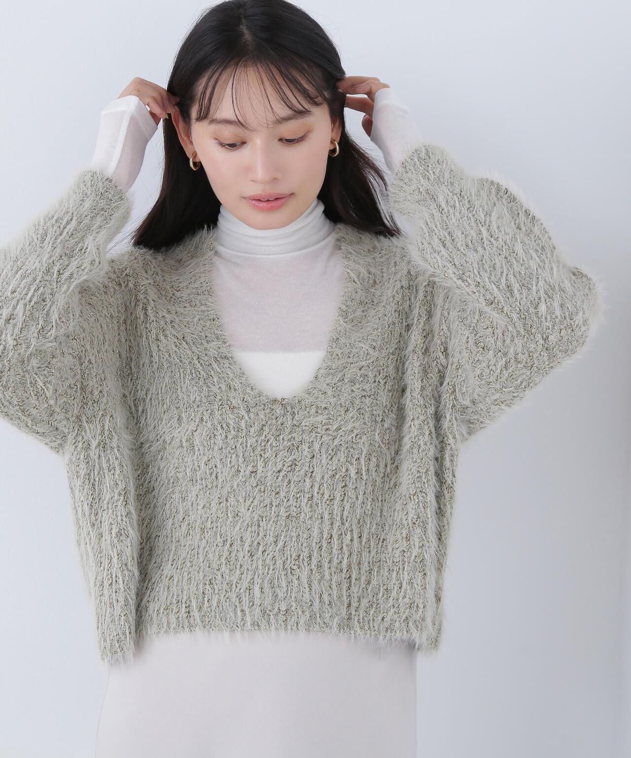 【Oggi掲載】キーネックシャギーラメニット