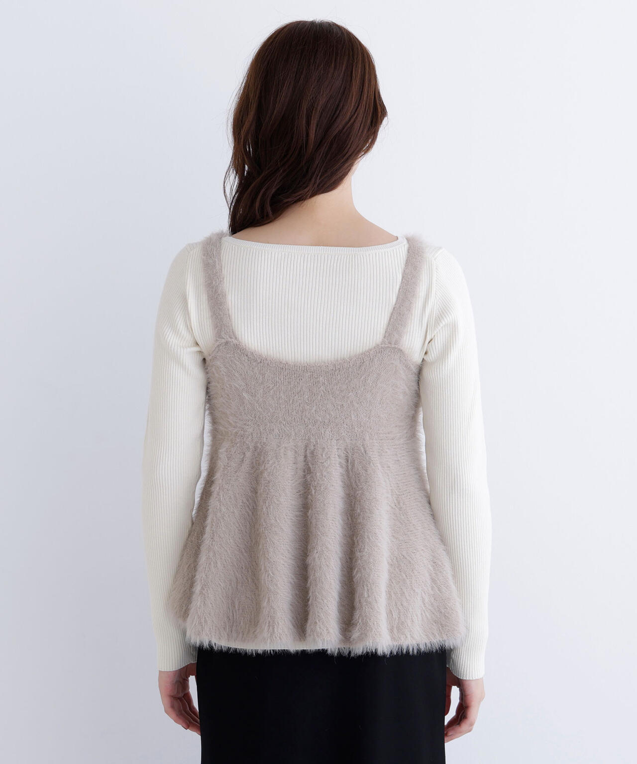 ヘアリーペプラムキャミセットニット