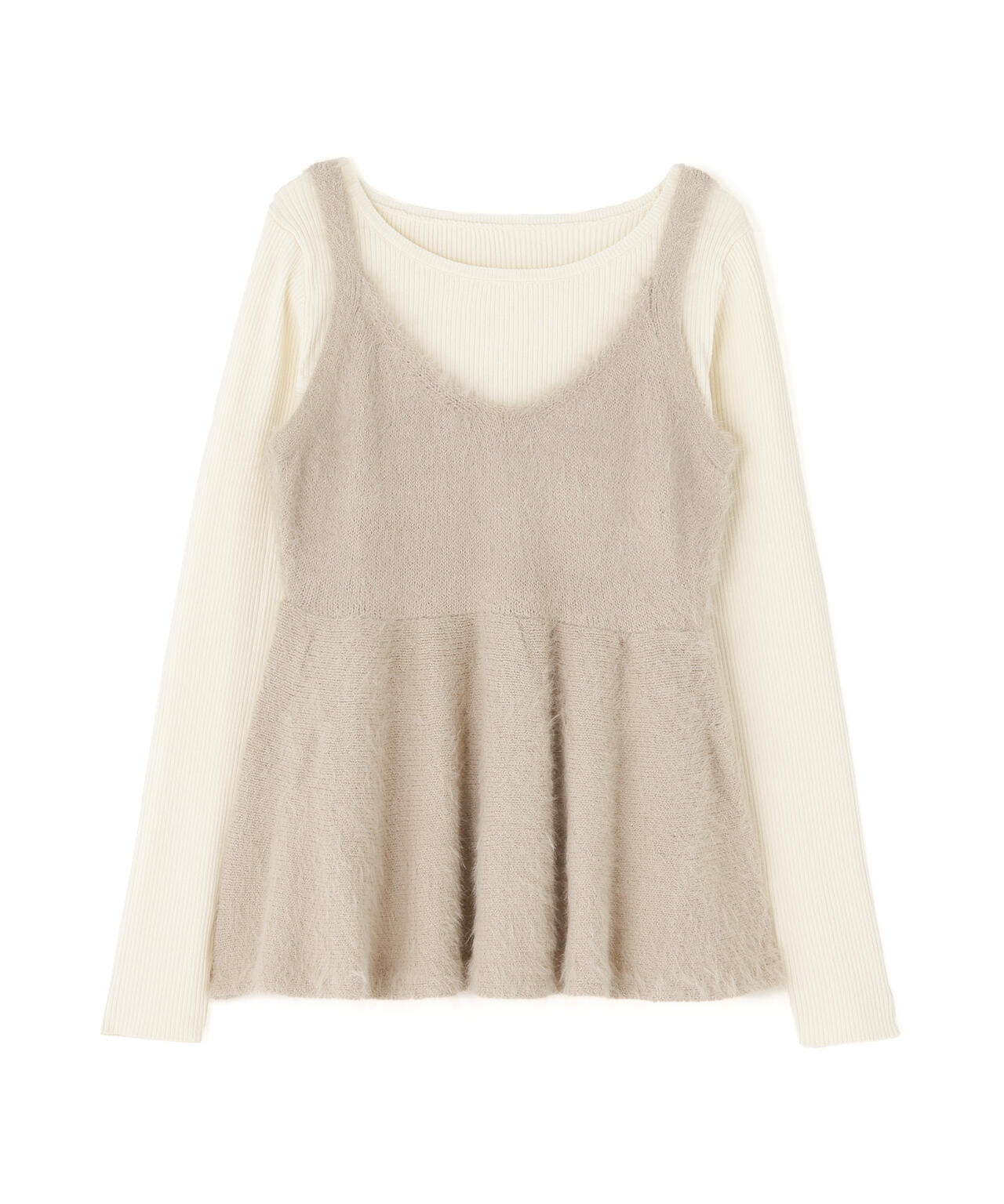 ヘアリーペプラムキャミセットニット