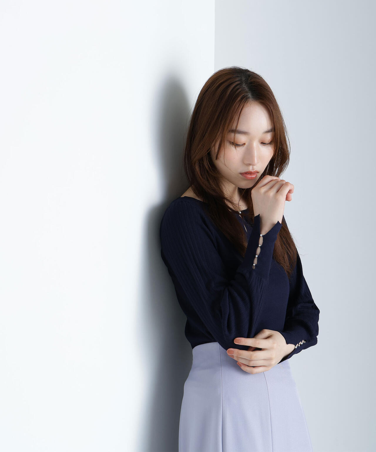 ビジュースリットプリーツニット