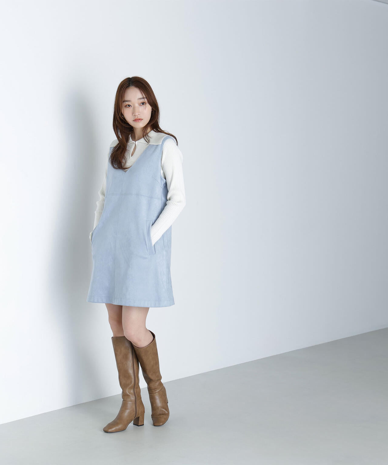 襟付コンパクトリブニット