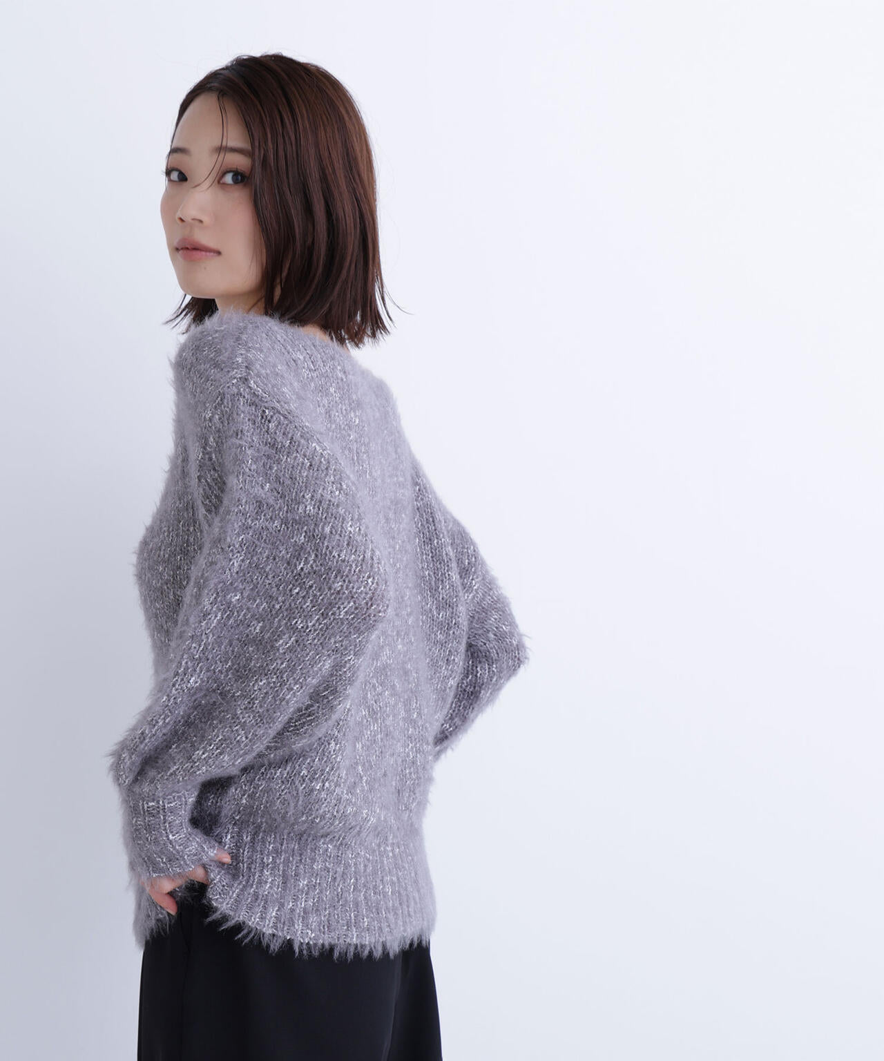 ミックスカラーヘアリーニット