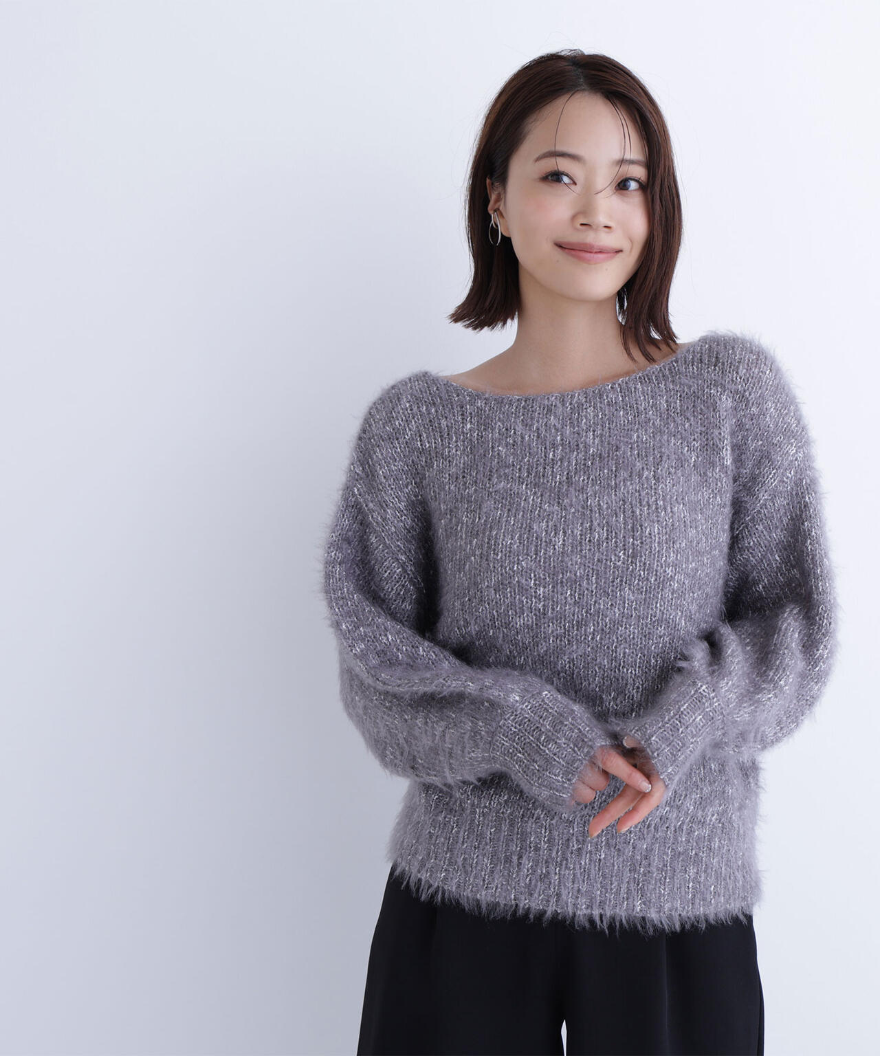 ミックスカラーヘアリーニット