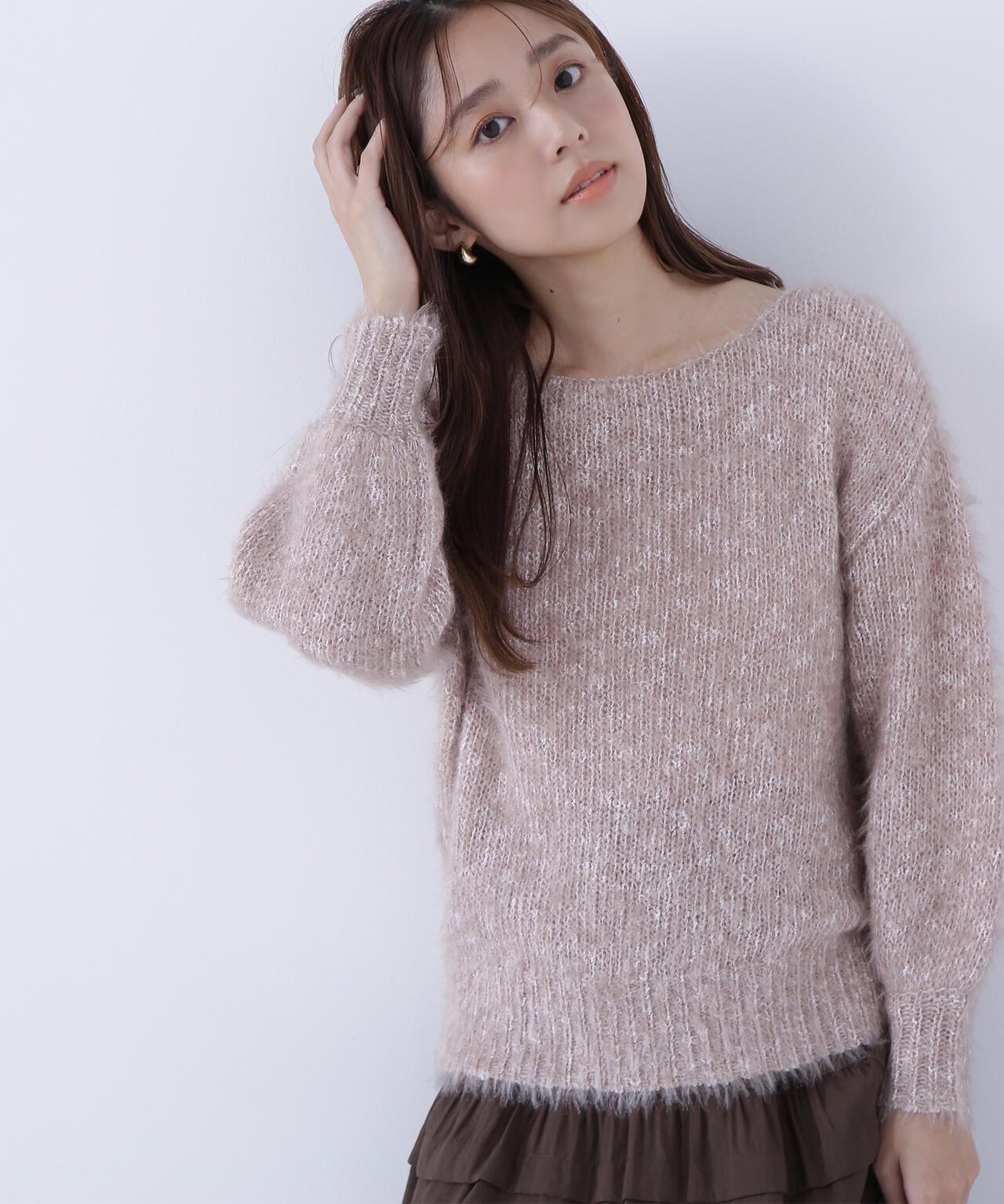 ミックスカラーヘアリーニット