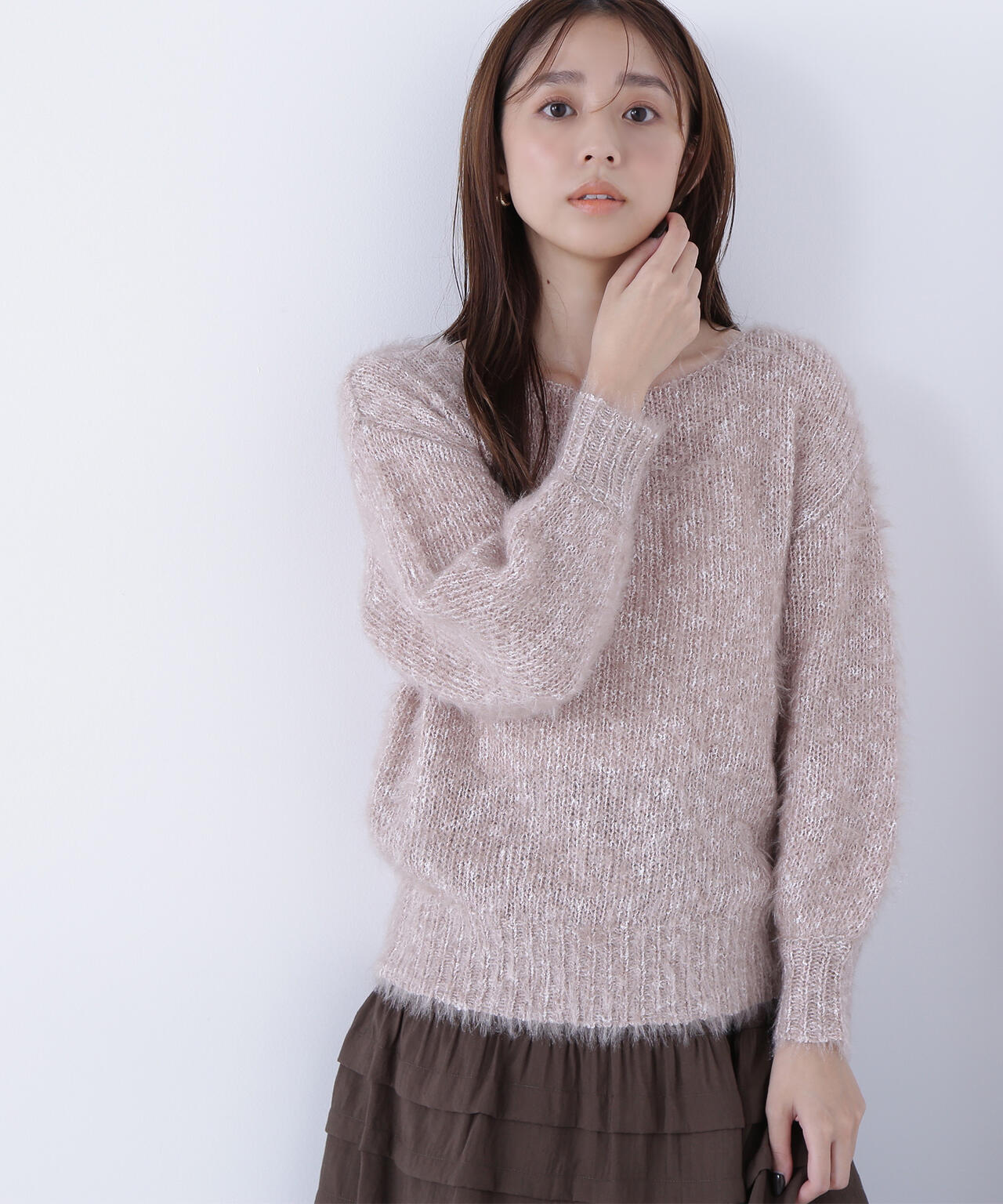 ミックスカラーヘアリーニット