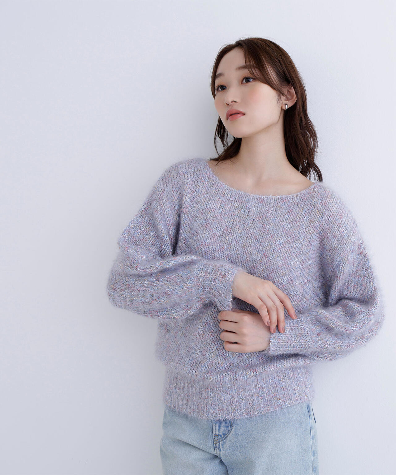 ミックスカラーヘアリーニット