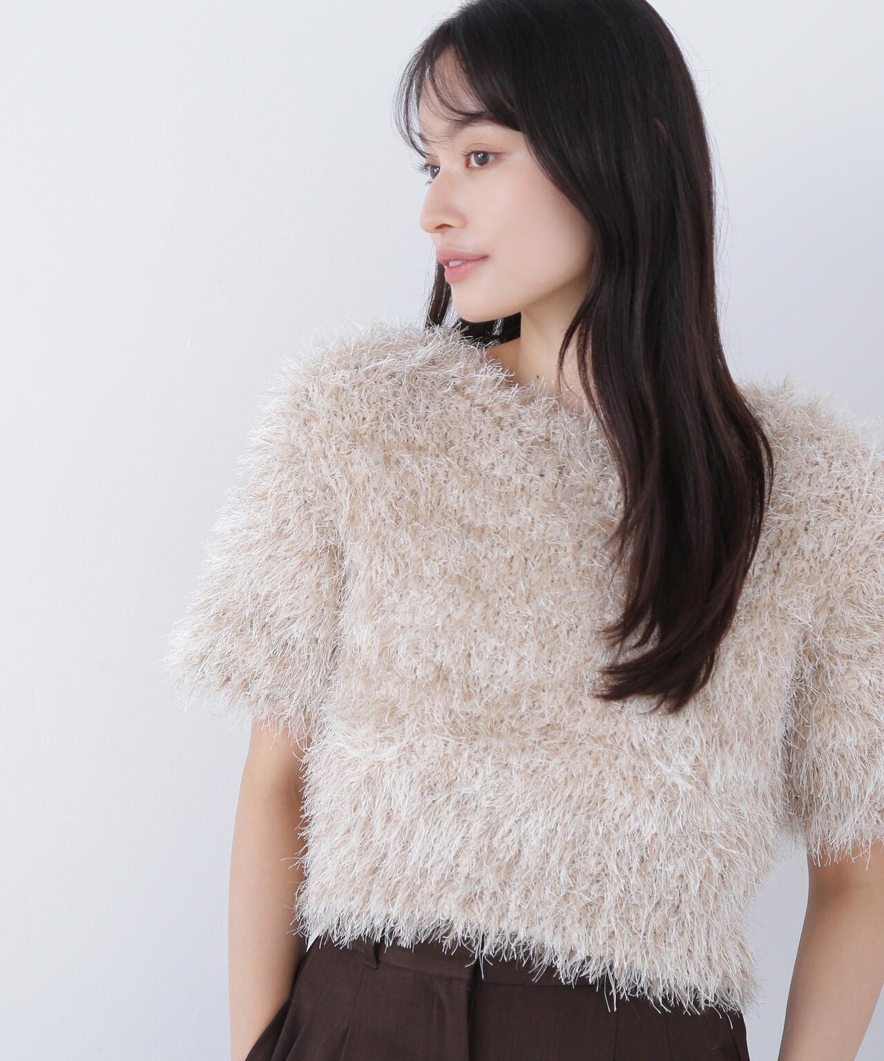 【BLANC】ミックスシャギーニット