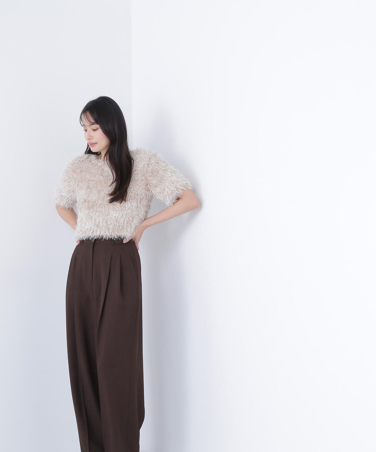 【BLANC】ミックスシャギーニット