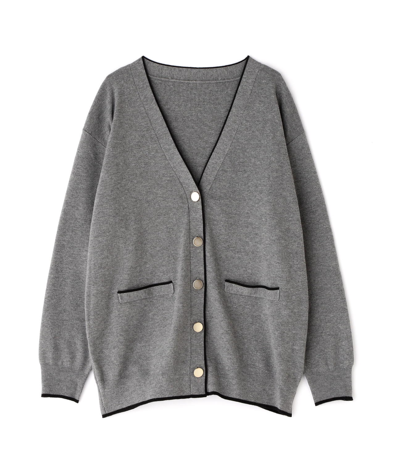 バイカラーボクシーカーディガン