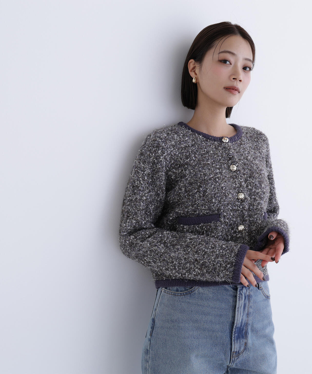 ラメツイードニットジャケット