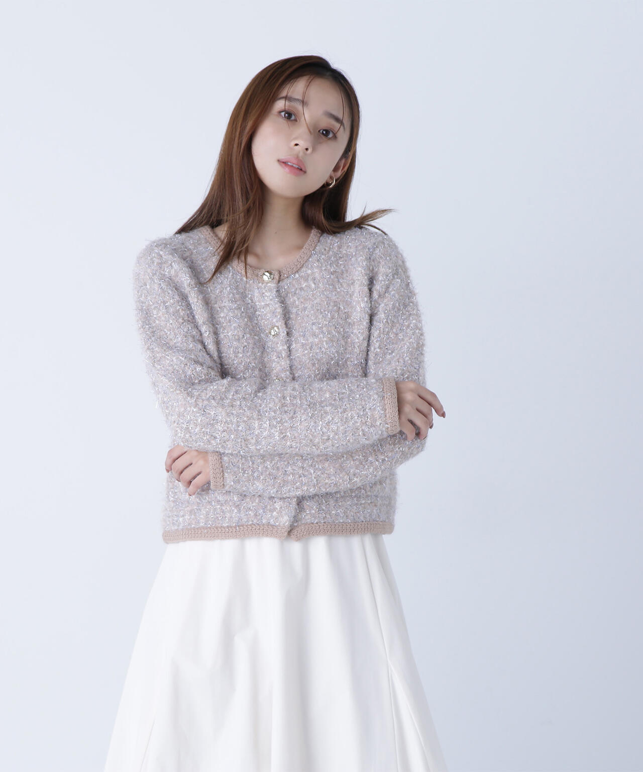 ラメツイードニットジャケット