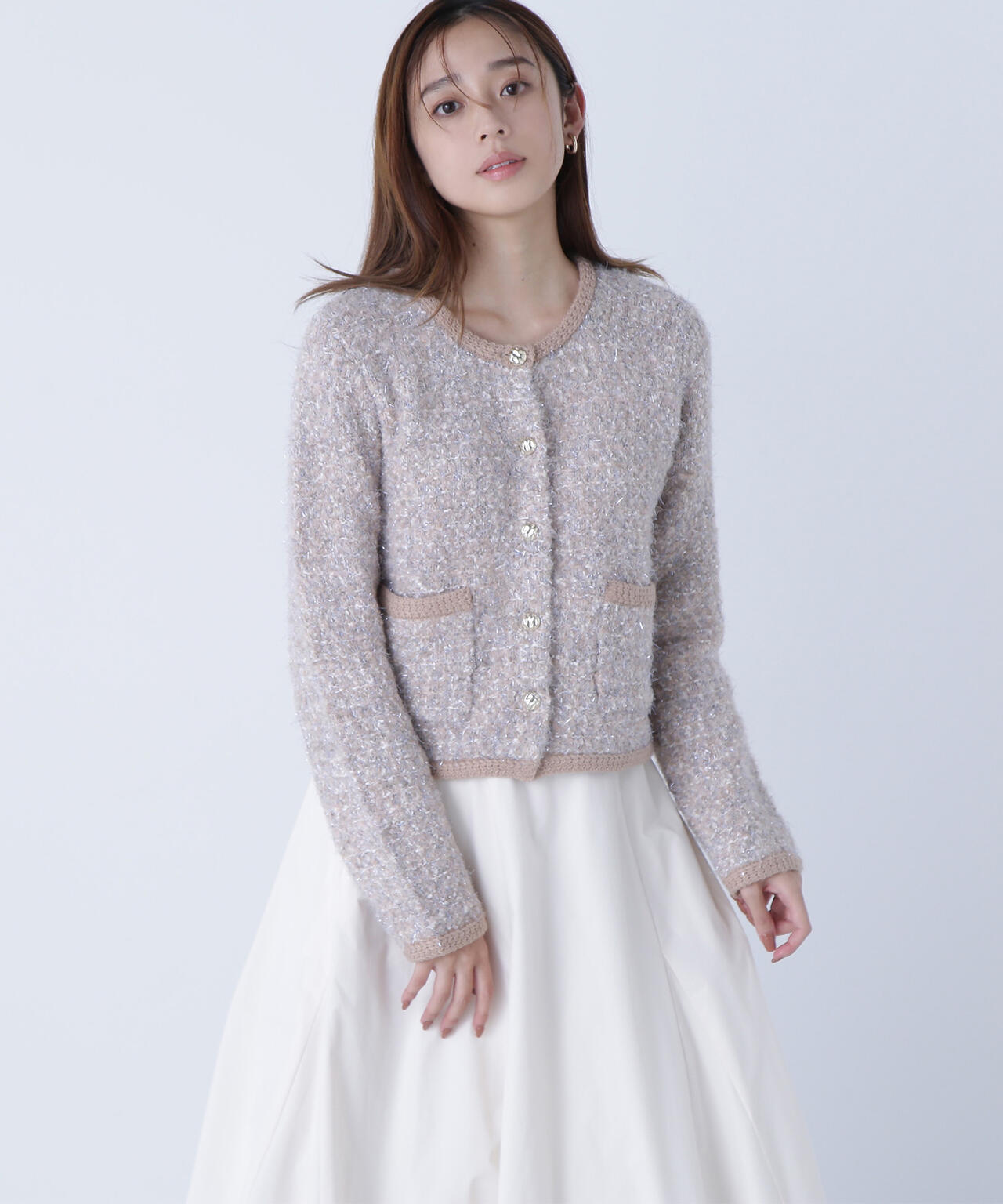 ラメツイードニットジャケット